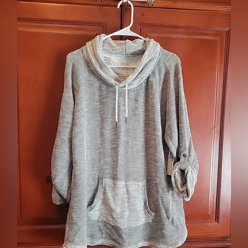 Kensie Performance Cozy Gray Women's Hoodie Top Sz XL NWT